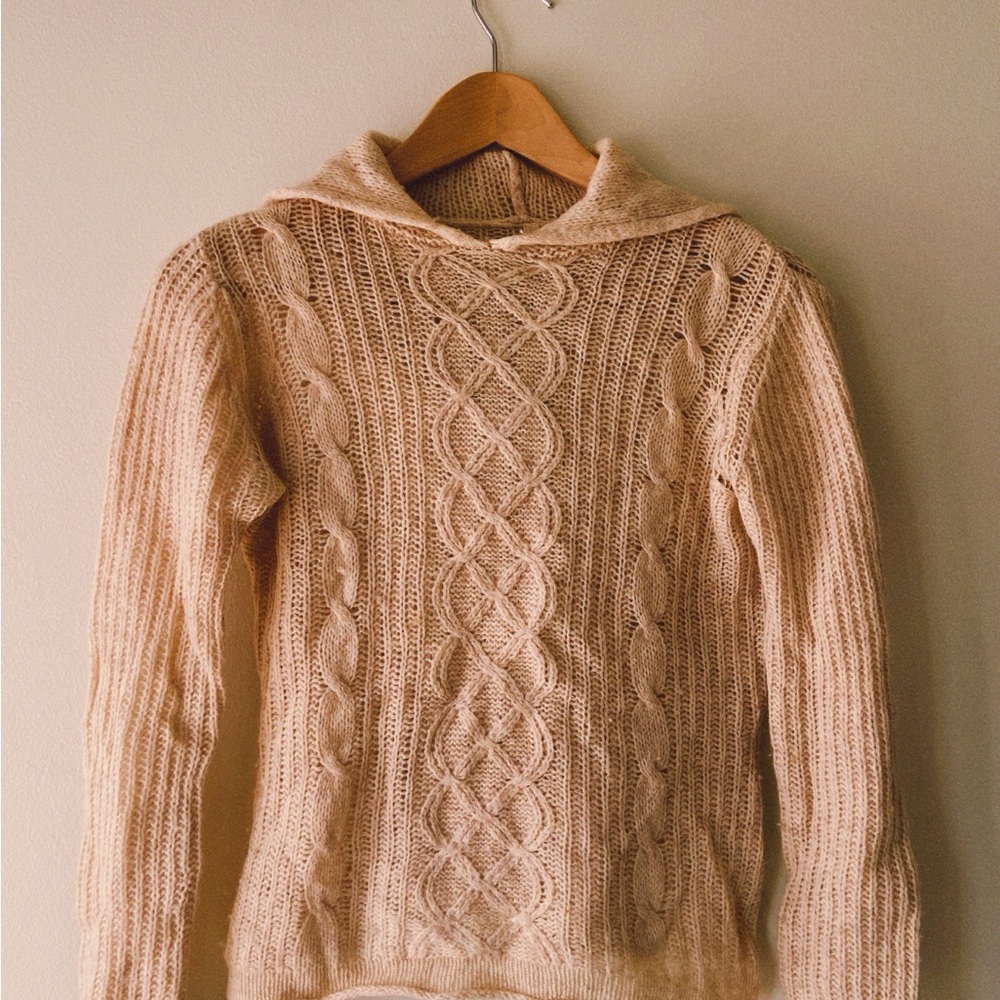 Women's Cream Cable Knit Sweater